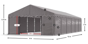 Гаражная палатка 4х12м Тент-холл DAS 240 S