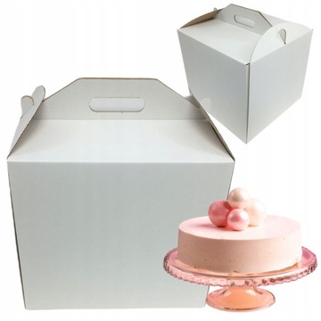 PUDEŁKO NA TORT CIASTO 26X26X26CM BIAŁE OPAKOWANIE MOCNY KARTON KOMUNIA