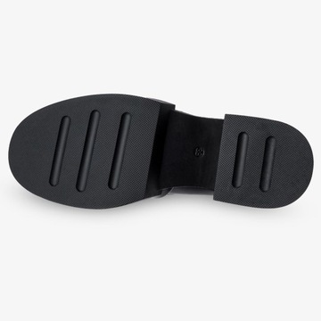 CZARNE MOKASYNY PÓŁBUTY DAMSKIE NA OBCASIE SŁUPKU ELEGANCKA KLAMRA r 41