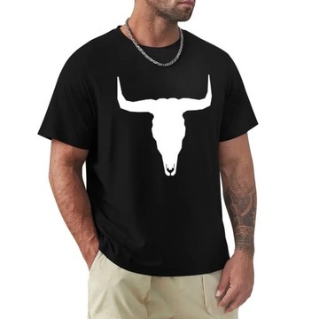 Koszulka blanc uni avec crâne de vache pour homme, T-Shirt