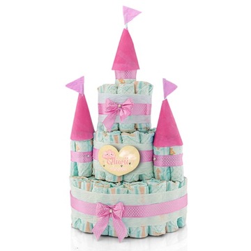TORT ZAMEK z PAMPERSÓW 4 na CHRZEST baby shower