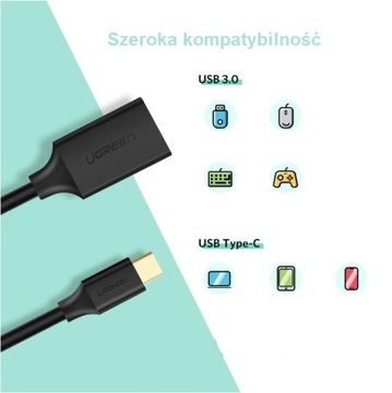 АДАПТЕР UGREEN АДАПТЕР USB 3.0 «МАМА» НА USB-C 3.0 «МАМА» 5 ГБ/С 15 СМ