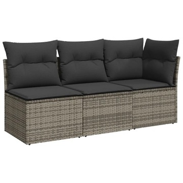 Sofa ogrodowa 3-osobowa rattan PE szara 179x62x69cm