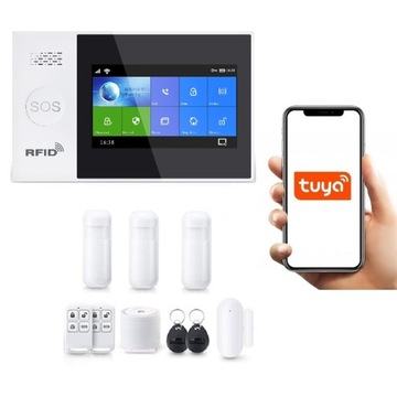 BEZPRZEWODOWY ALARM z LCD 4.3' WiFi GSM SMS TUYA SMART PO POLSKU