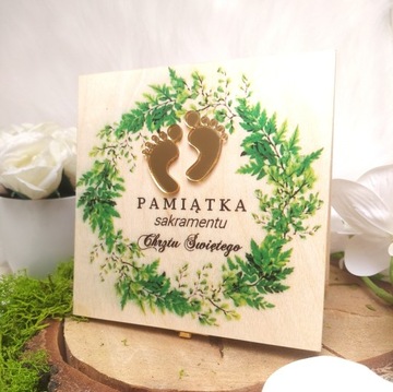 Pamiątka Sakramentu CHRZTU druk UV + różaniec