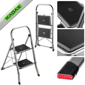 DRABINA DRABINKA ALUMINIOWA 2 SCHODY 150kg STOPNIOWA DOMOWA SKŁADANA