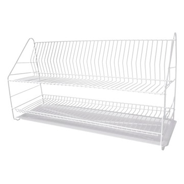 SUSZARKA DO NACZYŃ 2-POZIOMOWA 80CM BIAŁA Z TACKĄ