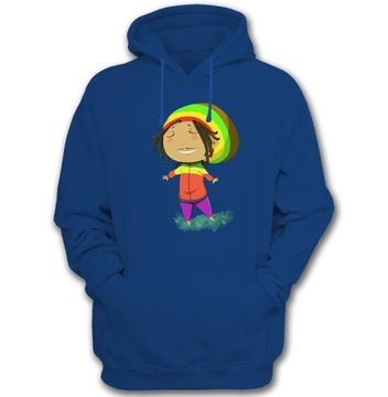 Bluza męska kaptur BOB MARLEY-004 niebieska r.XS