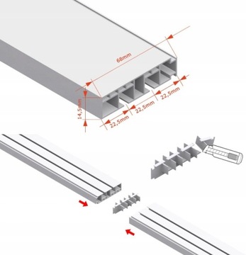 ДВОЙНОЙ потолочный карниз с чехлом Потолочный карниз с чехлом 9 СМ СВЕТИЛЬНИКИ
