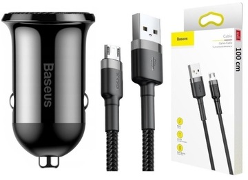 Ładowarka samochodowa z kablem micro USB 1m Baseus