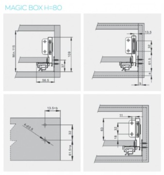 Мебельный ящик MAGICBOX PUSH TO OPEN, L-550 H-80, антрацит