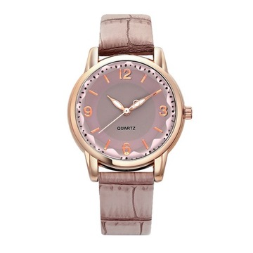 Women Watch Dual-color Round Dial Faux Leather Strap Elegant