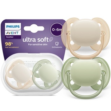 AVENT smoczek uspokajający ortodontyczny ULTRA SOFT 0-6m 2 sztuki SCF091/05