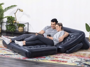 SOFA DMUCHANA BESTWAY DWUCZĘŚCIOWA CZARNA MATERAC ROZKŁADANY NA PLAŻĘ BASEN