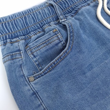 SPODENKI męskie JEANSOWE krótkie spodnie rozciągliwe PAS z GUMKĄ - 252 XL