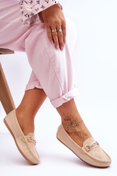 КЛАССИЧЕСКИЕ ЗАМШЕВЫЕ МОКАСИНЫ С ДЕКОРОМ, БЕЖЕВЫЙ 36