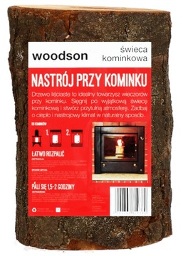 ŚWIECA KOMINKOWA Z DRZEWA LIŚCIASTEGO DO KOMINKA NASTRÓJ PRZY KOMINKU