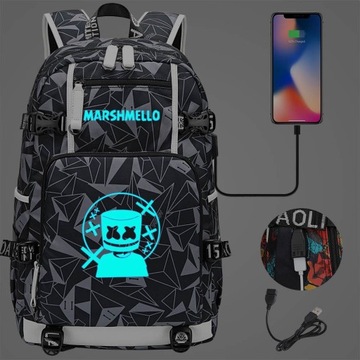 ШКОЛЬНЫЙ РЮКЗАК DJ MARSHMELLO USB A4 БОЛЬШОЙ ДИЗАЙН, высокое качество