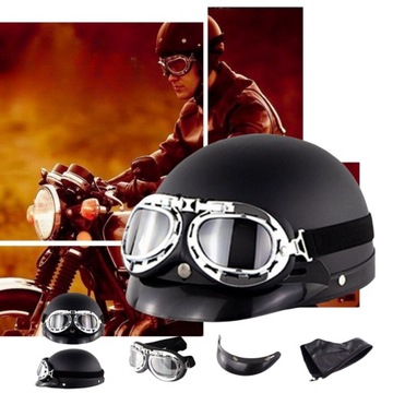 МОТОЦИКЛЬНЫЙ ШЛЕМ С ЗАЩИТНЫМИ ОЧКАМИ, ШЛЕМ ДЛЯ СКУТЕРА, МОТОЦИКЛА, ЧОППЕРА