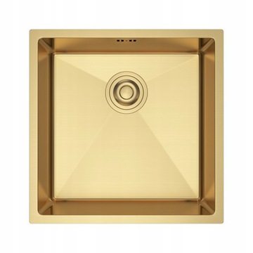 Zlewozmywak podwieszany RITA Stal PVD gold złoty 44x44 cm + SYFON