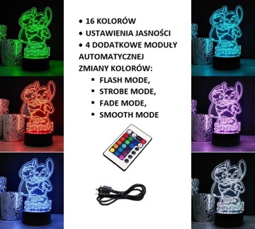 ЛИЛО И СТИЧ 3D СВЕТОДИОДНЫЙ НОЧНИК RGB ЦВЕТА ПУЛЬТ ДИСТАНЦИОННОГО УПРАВЛЕНИЯ