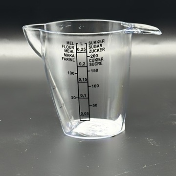 MIARKA NA PROSZEK POJEMNIK Z MIARKĄ 0,25L CUKIER MĄKA WODA KARMA