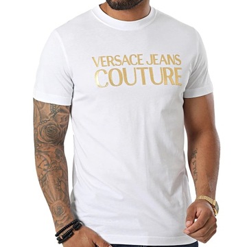 Koszulka t-shirt męska okrągły dekolt Versace Jeans Couture r. XL biały