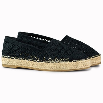 Koronkowe czarne espadryle damskie r.38