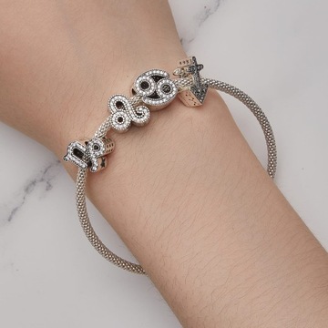 G667 Bliźnięta zodiak srebrny charms koralik beads