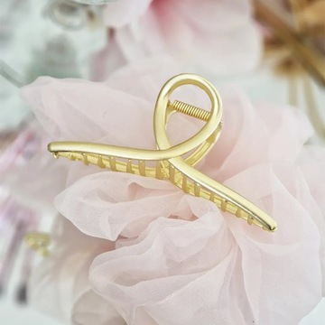 УКРАШЕНИЕ ШАПОЧКИ ДЛЯ ВОЛОС БОЛЬШАЯ ПРЯЖКА ЗАЖИМ ЭЛЕГАНТНЫЙ ЗОЛОТОЙ