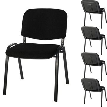 KRZESŁO KONFERENCYJNE BIUROWE ISO BLACK GRUBY PROFIL CZARNE TAPICEROWANE x4