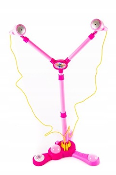 ДВОЙНОЙ МИКРОФОН НА ПОДСТАВКЕ, РОЗОВЫЙ НАБОР