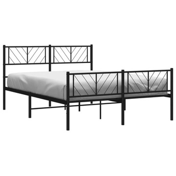 vidaXL Metalowa rama łóżka z wezgłowiem i zanóżkiem, czarna, 140x200cm