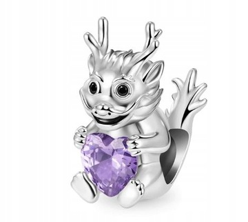 Charms smok z serduszkiem smoczek srebro 925