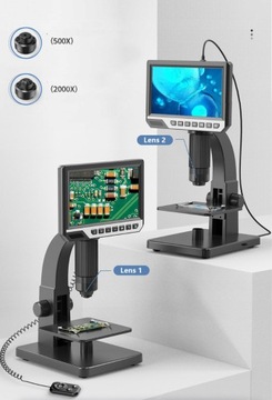 Цифровой микроскоп с ЖК-дисплеем 2000x + 10LED 1080P 12MPIX