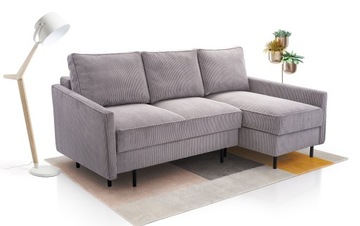 Narożnik z funkcją spania ROBIN 220 cm, Rozkładany, Pojemnik, Rogówka