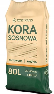 KORA SOSNOWA Ogrodowa ŚREDNIA 20-40mm Torf Humus Ogród 80L
