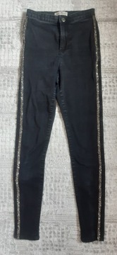 DENIM CO 34 CZARNE RURKI JEANS CEKINY WYSOKI STAN