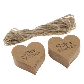 В упаковке 100 упаковочных бумажных этикеток в форме сердечек, коричневая этикетка, 5,8 коричневых.