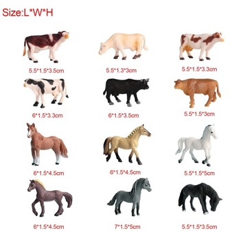 12 шт., фигурки животных на пастбище, коллекции игрушек, интерактивный День Святого Валентина