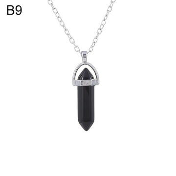 Natural Stone Crystal Necklaces Hexagonal Bullet