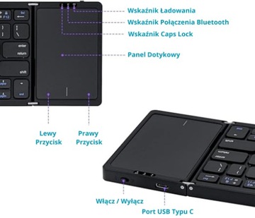 KLAWIATURA BEZPRZEWODOWA PRZENOŚNA MOBILNA BLUETOOTH SKŁADANA DO TABLETA