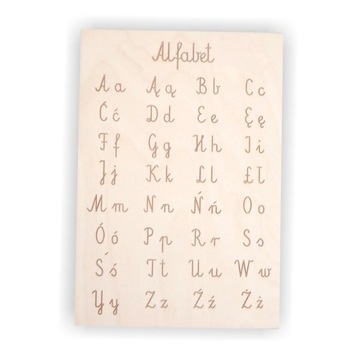 Drewniany Alfabet edukacyjny LITERY MONTESSORI A5