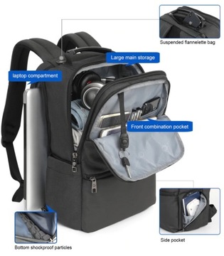 Большой, вместительный рюкзак для ноутбука с диагональю 18 дюймов Tigernu T-B3905 RFID USB графитовый