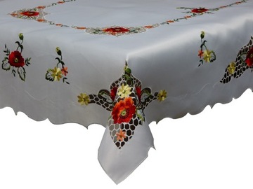 Obrus obrusy haft maszynowy 130x170 biały MAKI