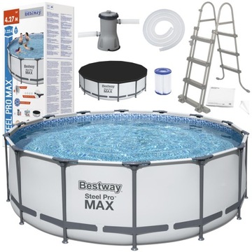 BASEN OGRODOWY STELAŻOWY OKRĄGŁY 427x122cm BESTWAY STEEL PRO MAX 5612X