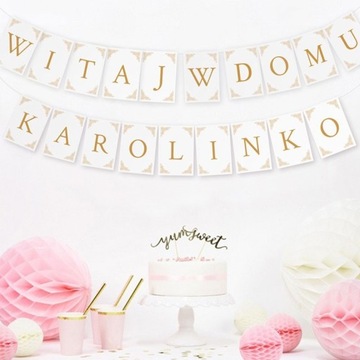 БАННЕР-гирлянда Добро пожаловать домой, рождение ИМЯ Золото