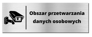 TABLICZKA Obszar przetwarzania danych | piktogram | 20x7 cm | srebrna