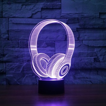 3D светодиодный ночник, USB НАУШНИКИ + ПУЛЬТ RGB