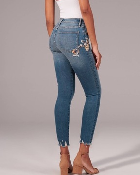 ABERCROMBIE Hollister Spodnie Jeansy Kwiaty 27